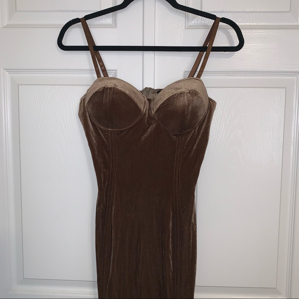 NWT JLUXLABEL Bronze Bustier Velvet Dress - Picture 6 of 10